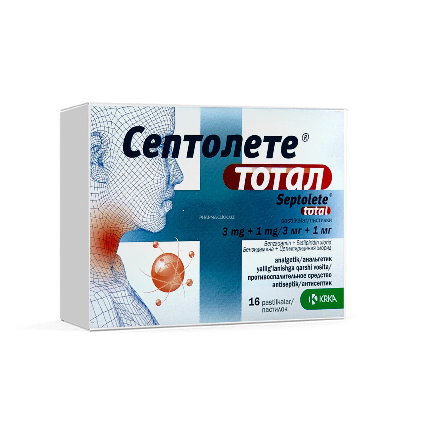 Septolete Total evkalipt ta'mli pastilkalari №16