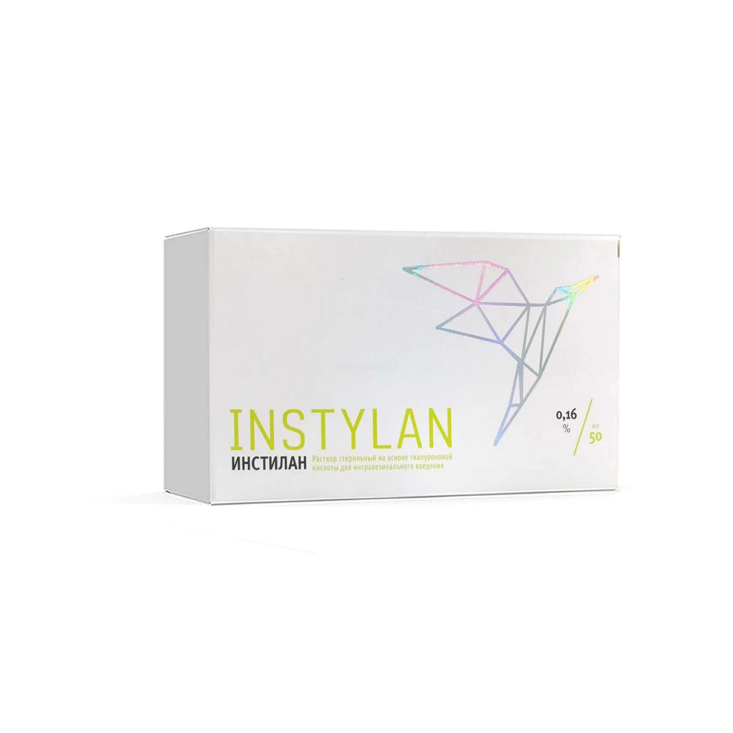 Instilan hayvonlardan olinmaydigan gialuron kislotasining qovushqoq gel 0,16% 50ml