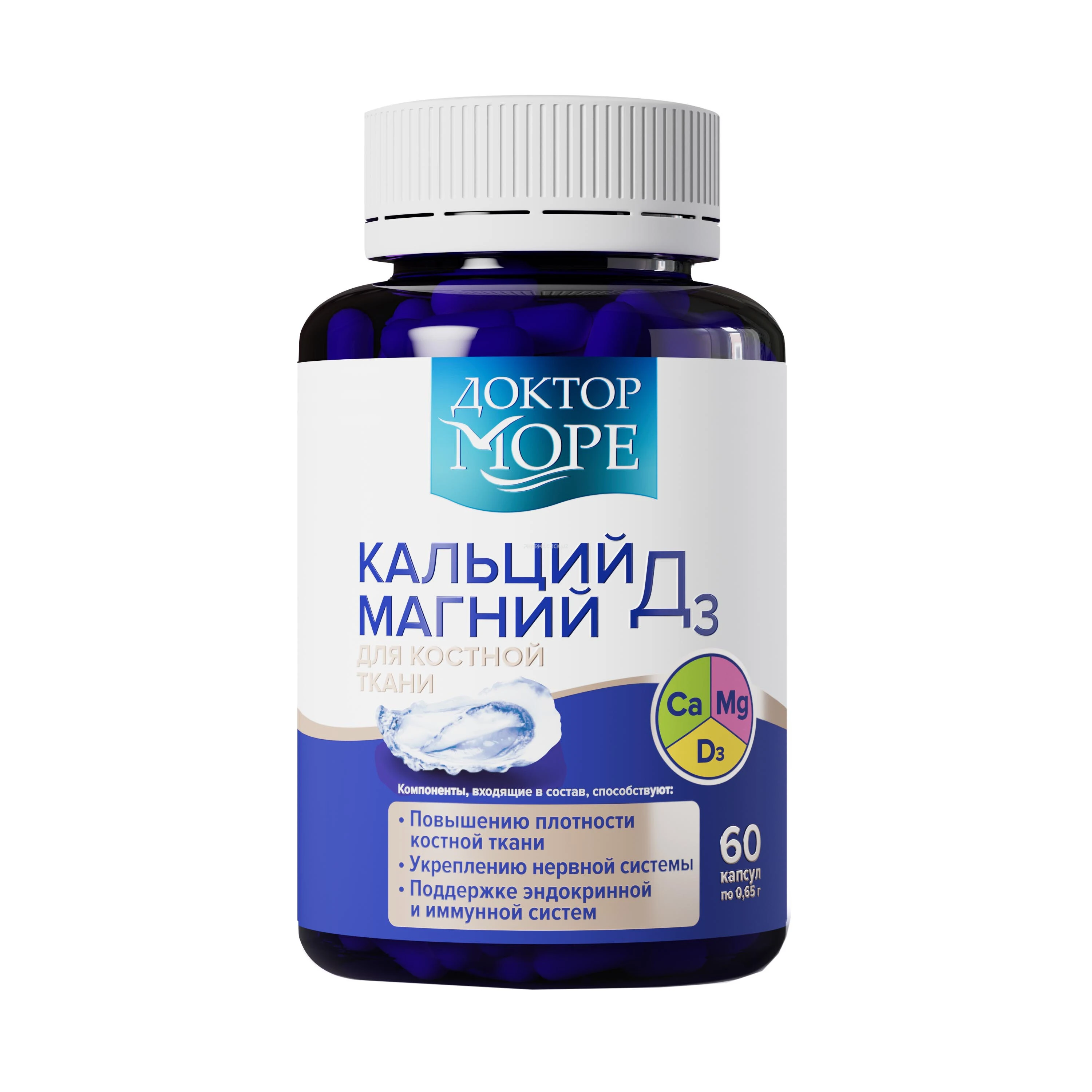 Кальций Магний Д3, Доктор Море, 650 мг, 60 капсул