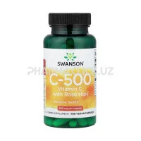 Витамин С с шиповником, Swanson, 500 мг, 100 капсул