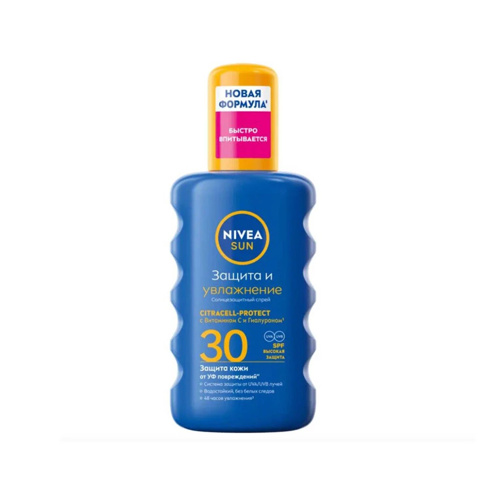 Солнцезащитный спрей Nivea Sun, Защита и увлажнение SPF30, 200мл