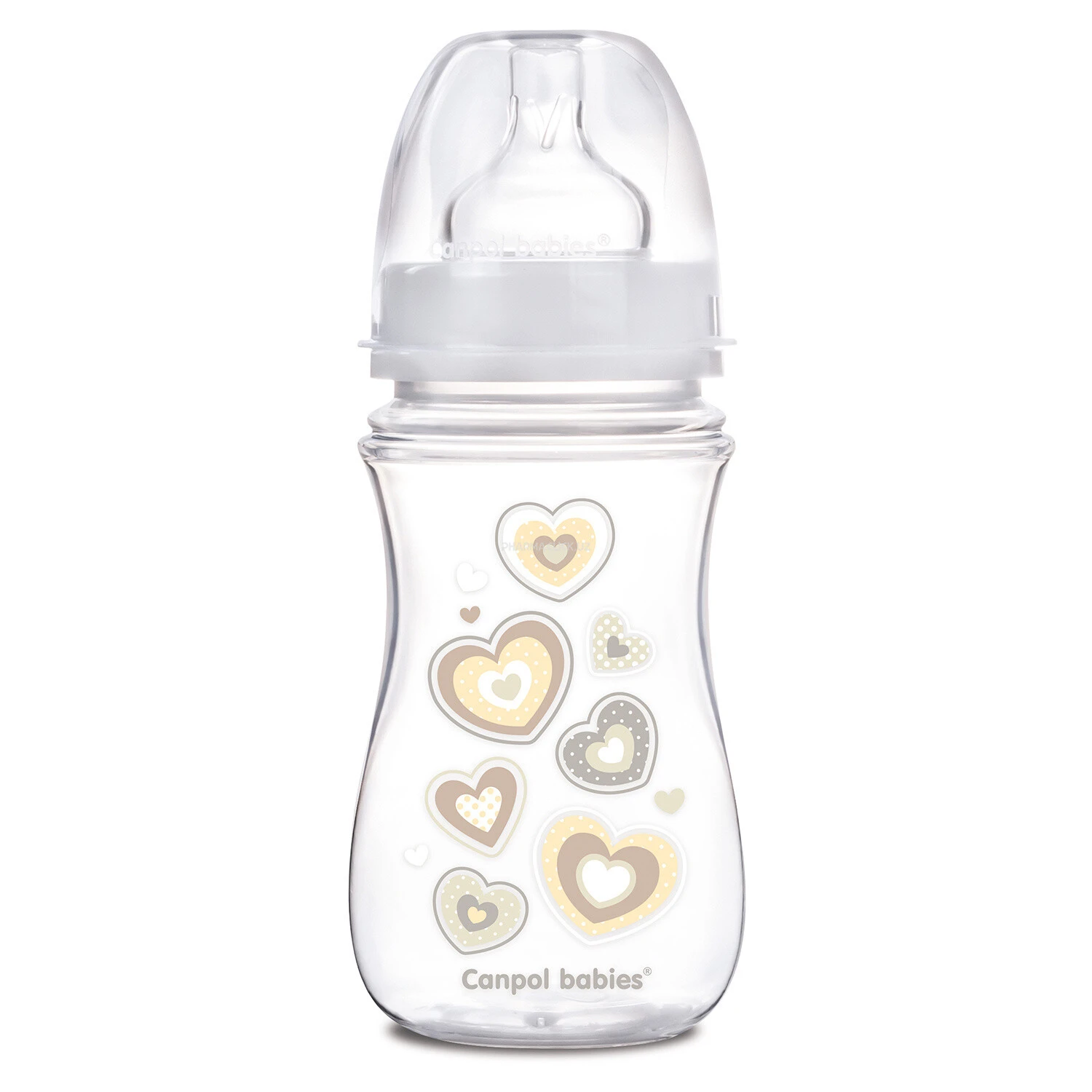 Антиколиковая бутылочка с широким горлышком Easy Start-Newborn baby Бежевые сердечки 240мл