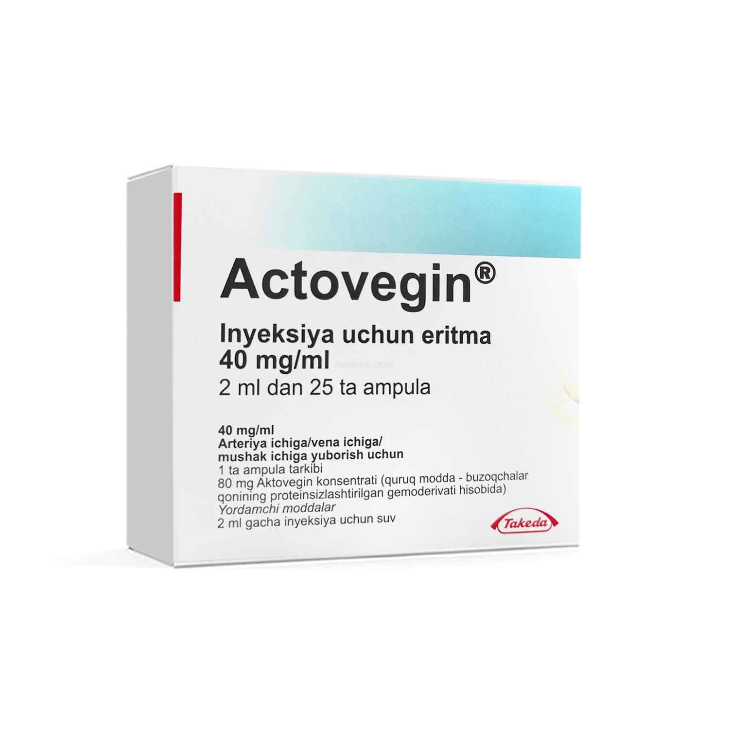 Aktovegin in'ektsiya uchun eritma. 40 mg/ml  2 ml №5, ampula