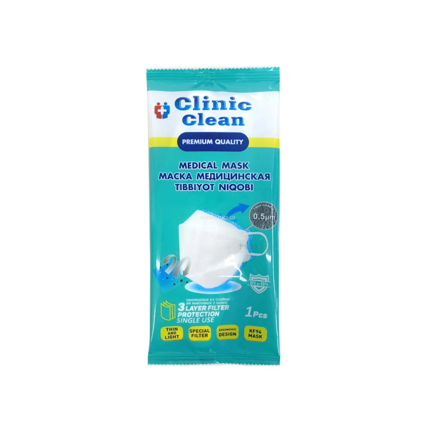Маска лицевая гигиеническая из нетканного полотна"Clininc clean"№1 KF94