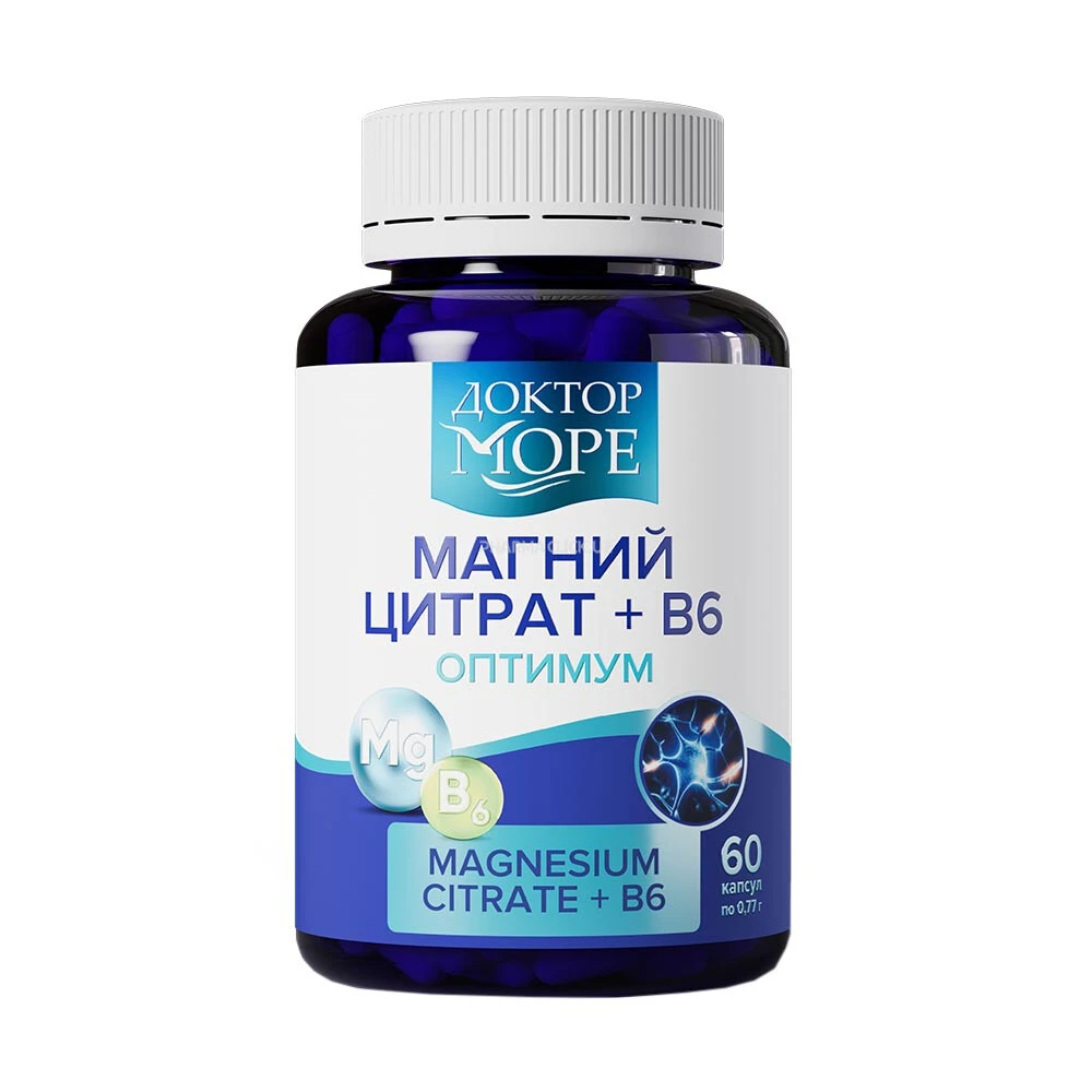 Магний цитрат + В6 оптимум, Доктор Море, 770 мг, 60 капсул