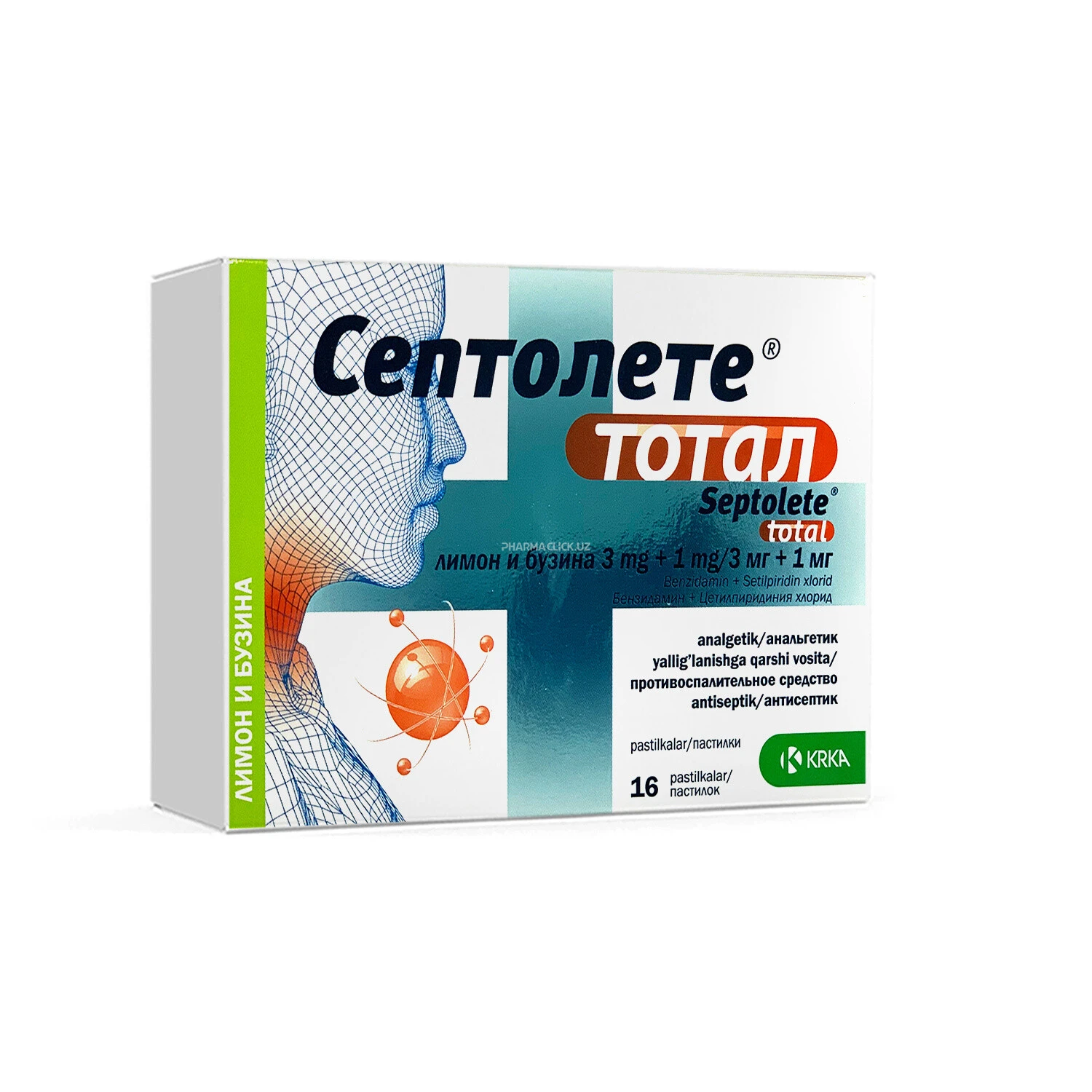 Septolete Total limon va buzina ta'mli pastilkalari №16