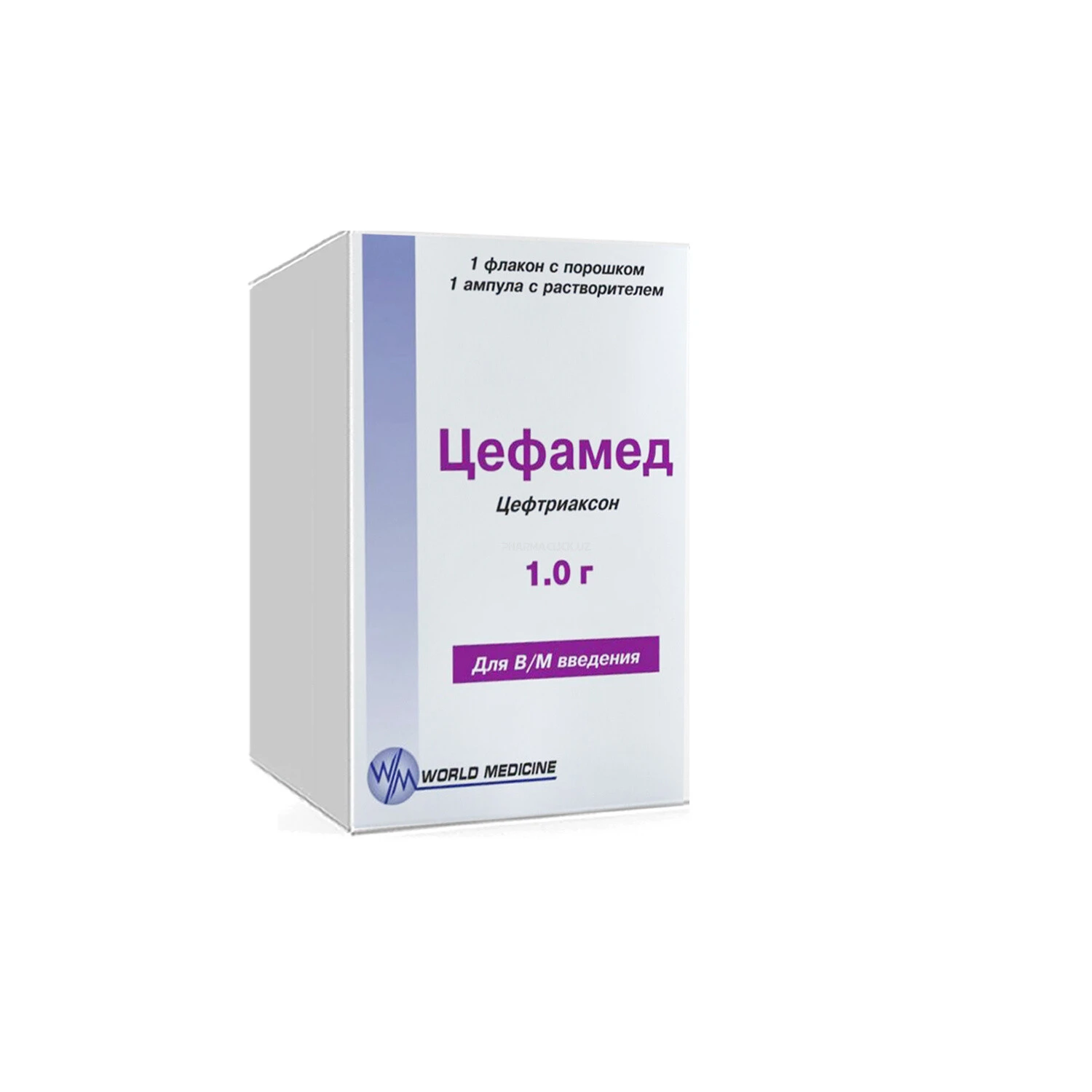 Tsefamed in'ektsiya uchun eritma tayyorlash uchun kukun erituvchi bilan 1000mg №1