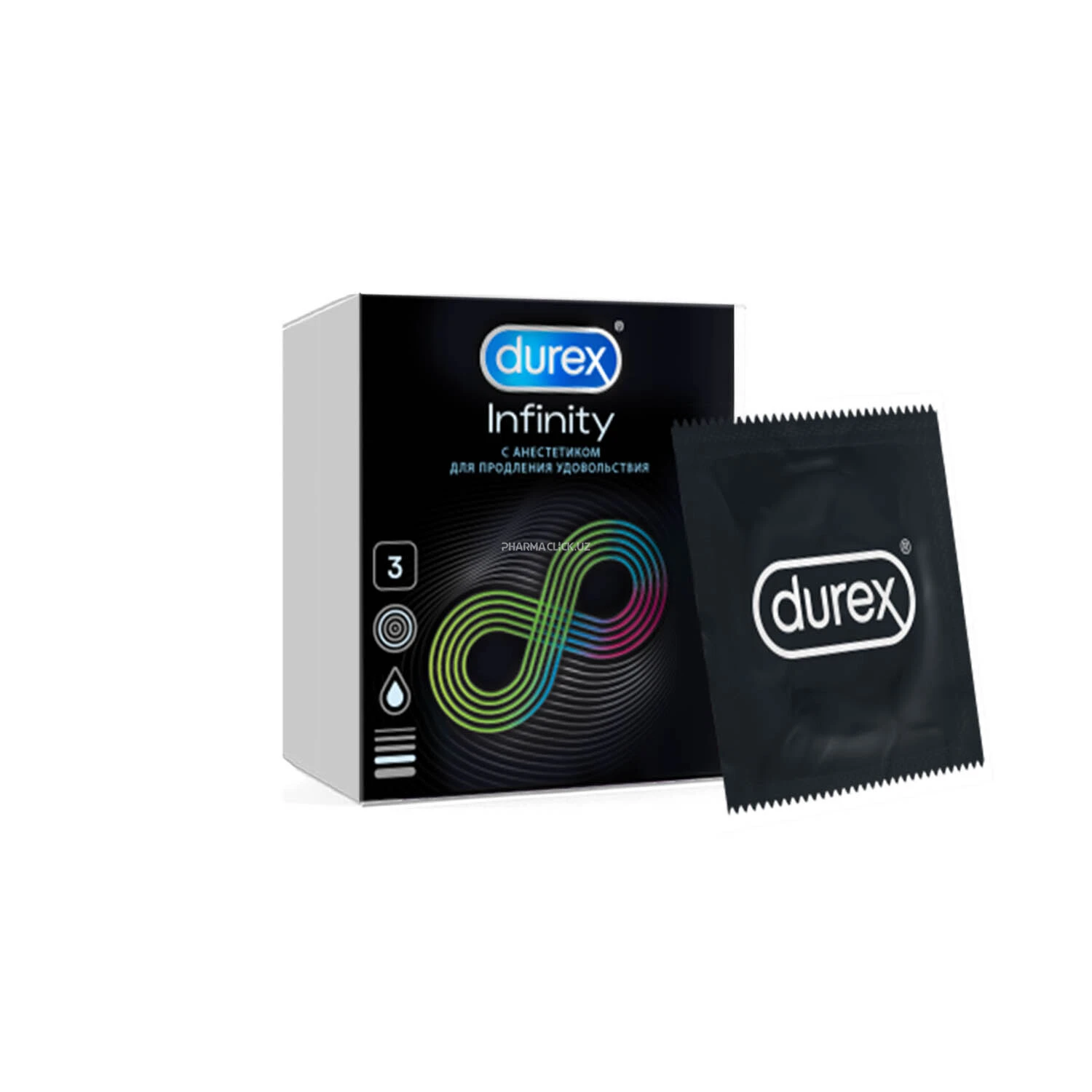 DUREX Infinity prezervativlari №3 (anestetik bilan)