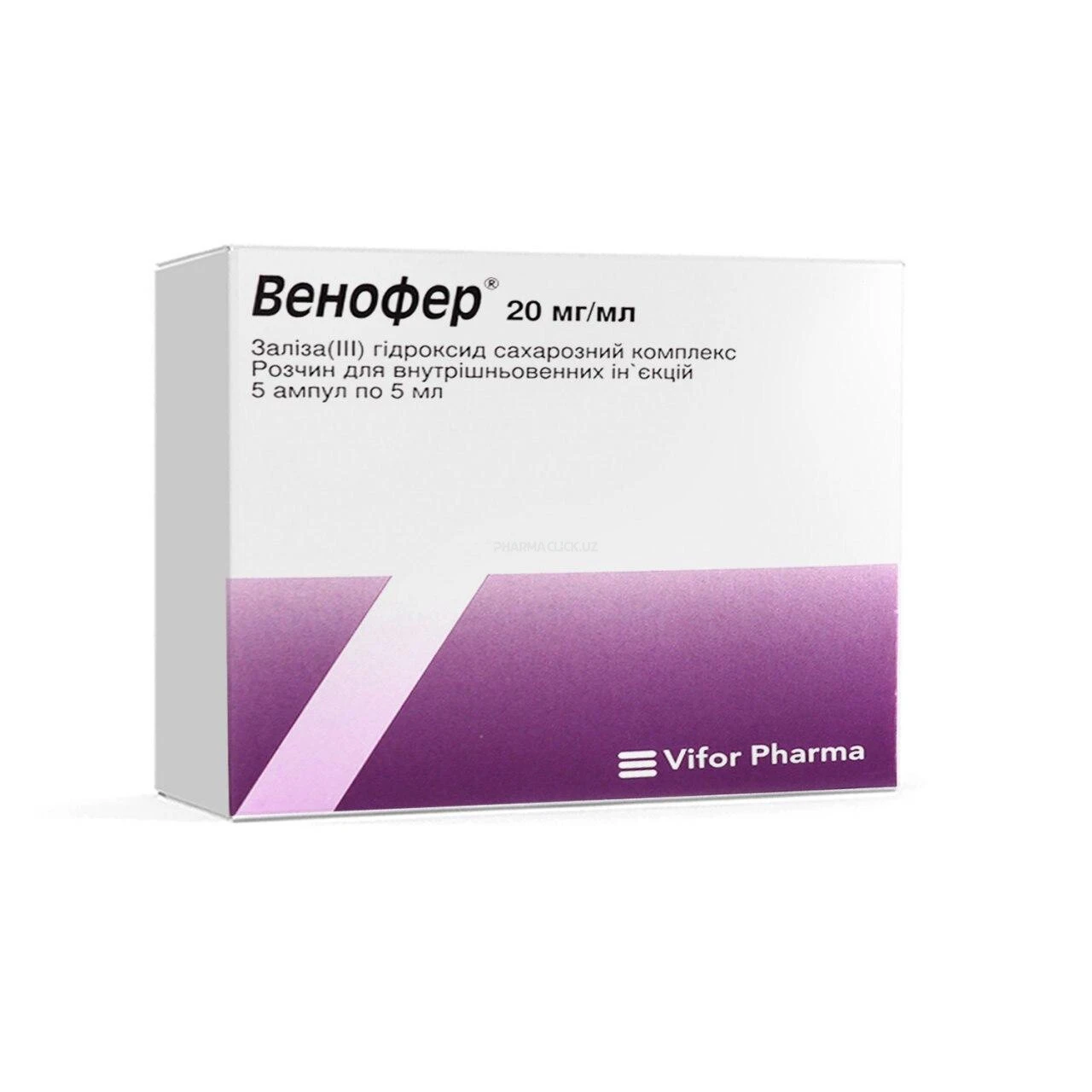 Venofer vena ichiga yuborish uchun eritma. 20 mg/ml 5 ml № 5