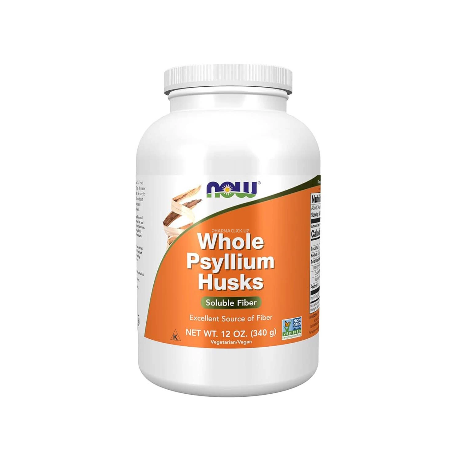 NOW Foods, Whole Psyllium Husks zubturum urug‘larining butun qobig‘i, 340 g (12 unsiya)