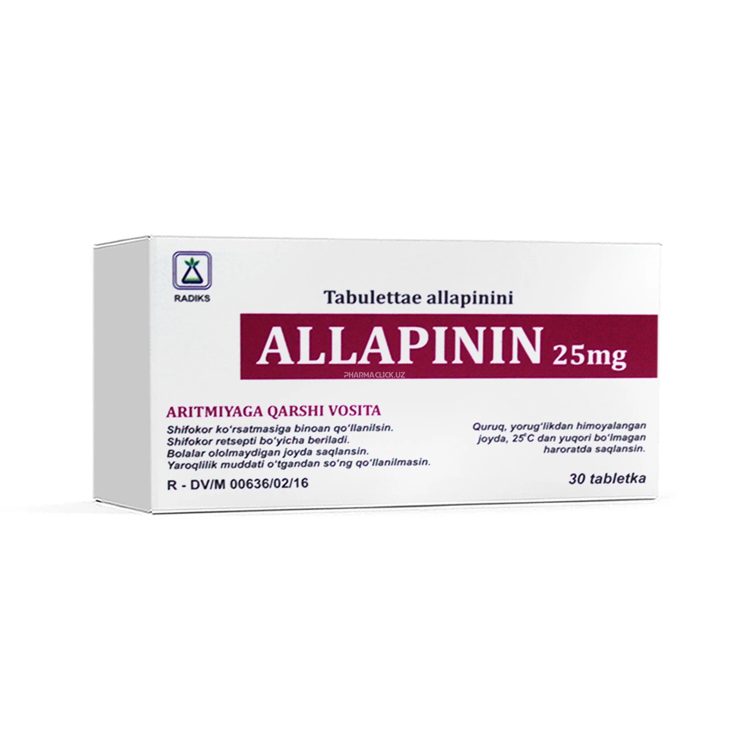 Allapinin tab. 0,025g. №30 Radiks