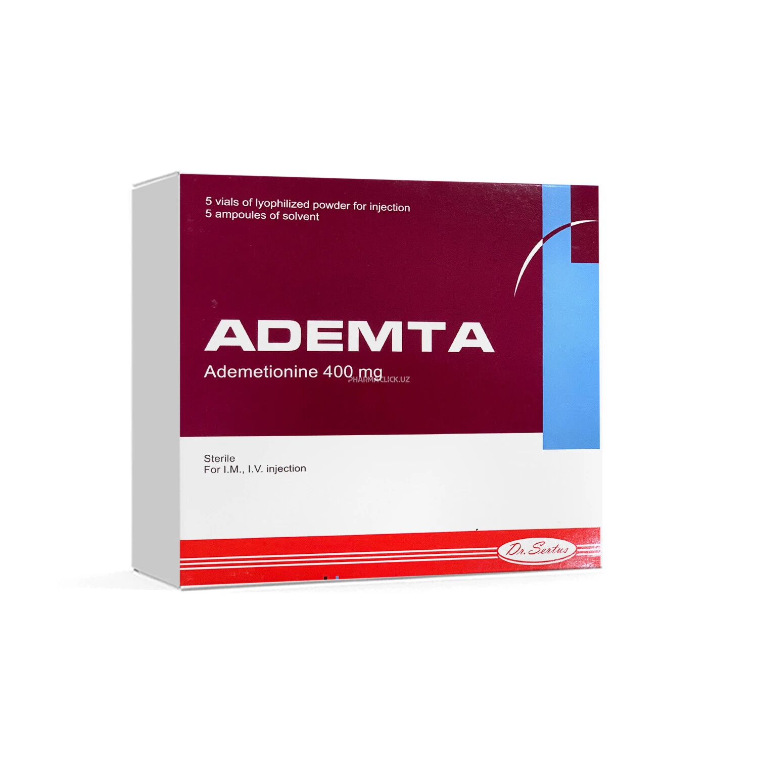 Ademta in'ektsiya uchun eritma tayyorlash uchun liofilizat erituvchi bilan majmuada 400 mg №5