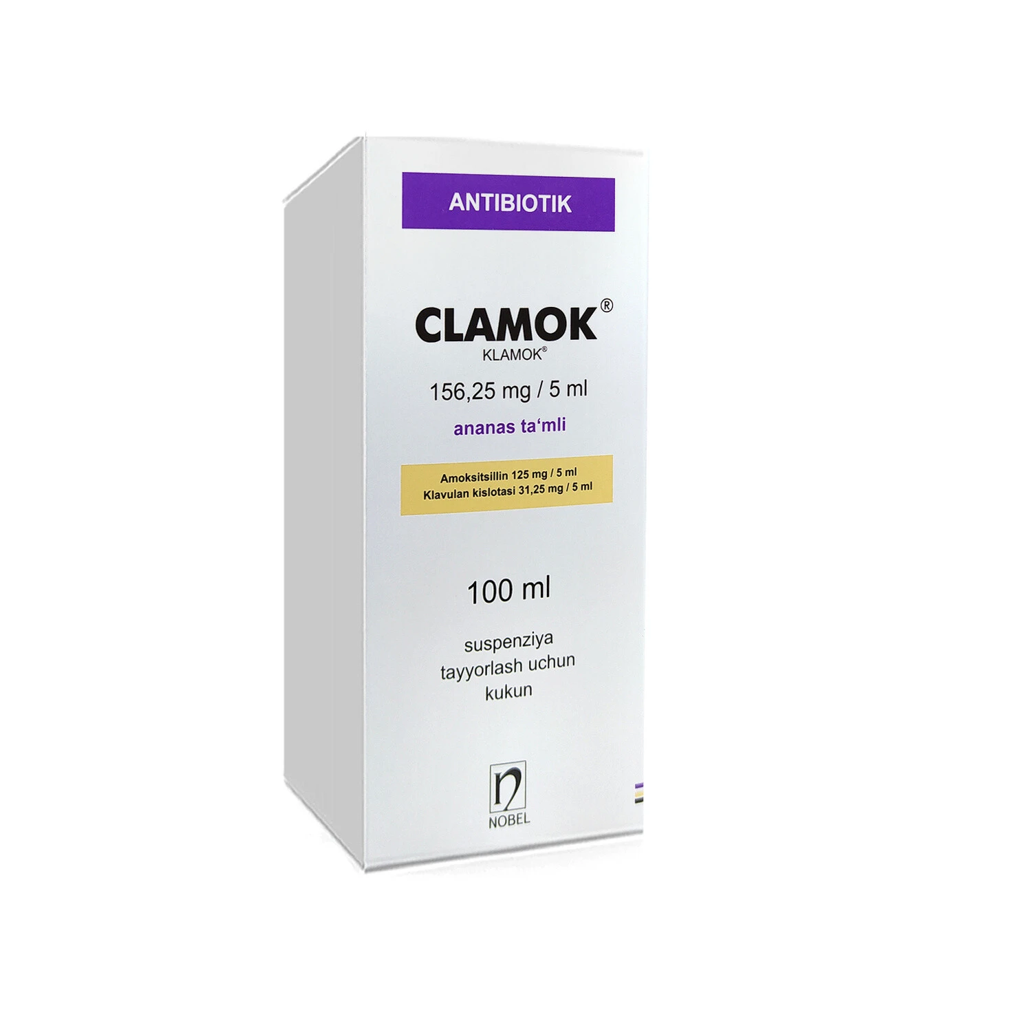 Klamok 156,25 susp. tayyorlash uchun kukun 100 ml