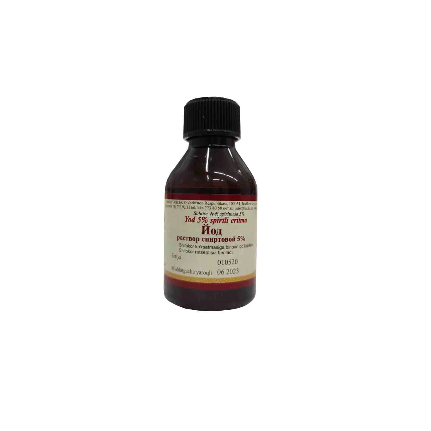 Yod spirt 5% spirtli eritmasi 25 ml Radiks