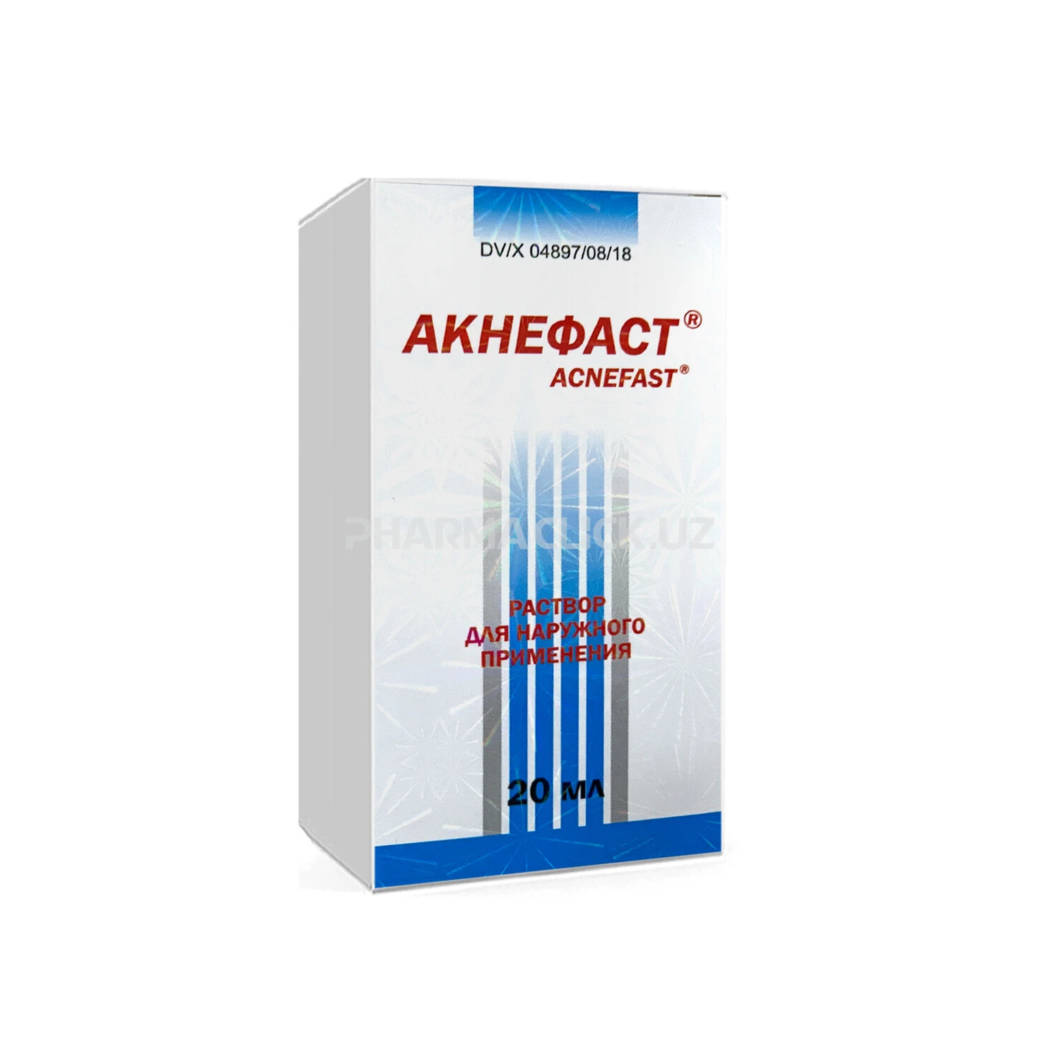 Aknefast tashqi foydalanish uchun eritma 10mg/ml+8mg/ml 20 ml dan (flakonda) Aknefast tashqi foydalanish uchun eritma 10mg/ml+8mg/ml 20 ml dan (flakonda)
