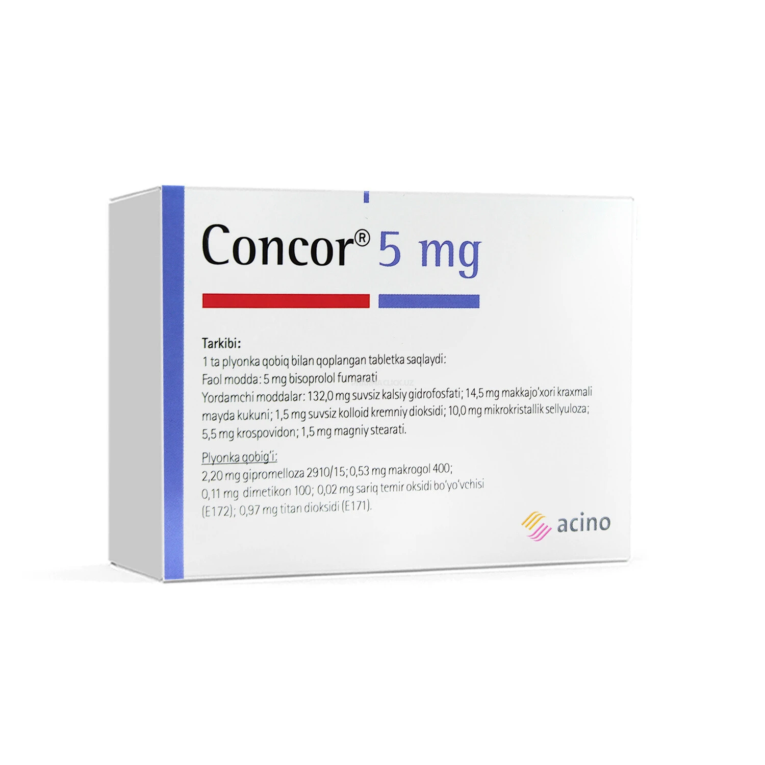 Konkor plyonka qobiq bilan qoplangan 5 mg №50