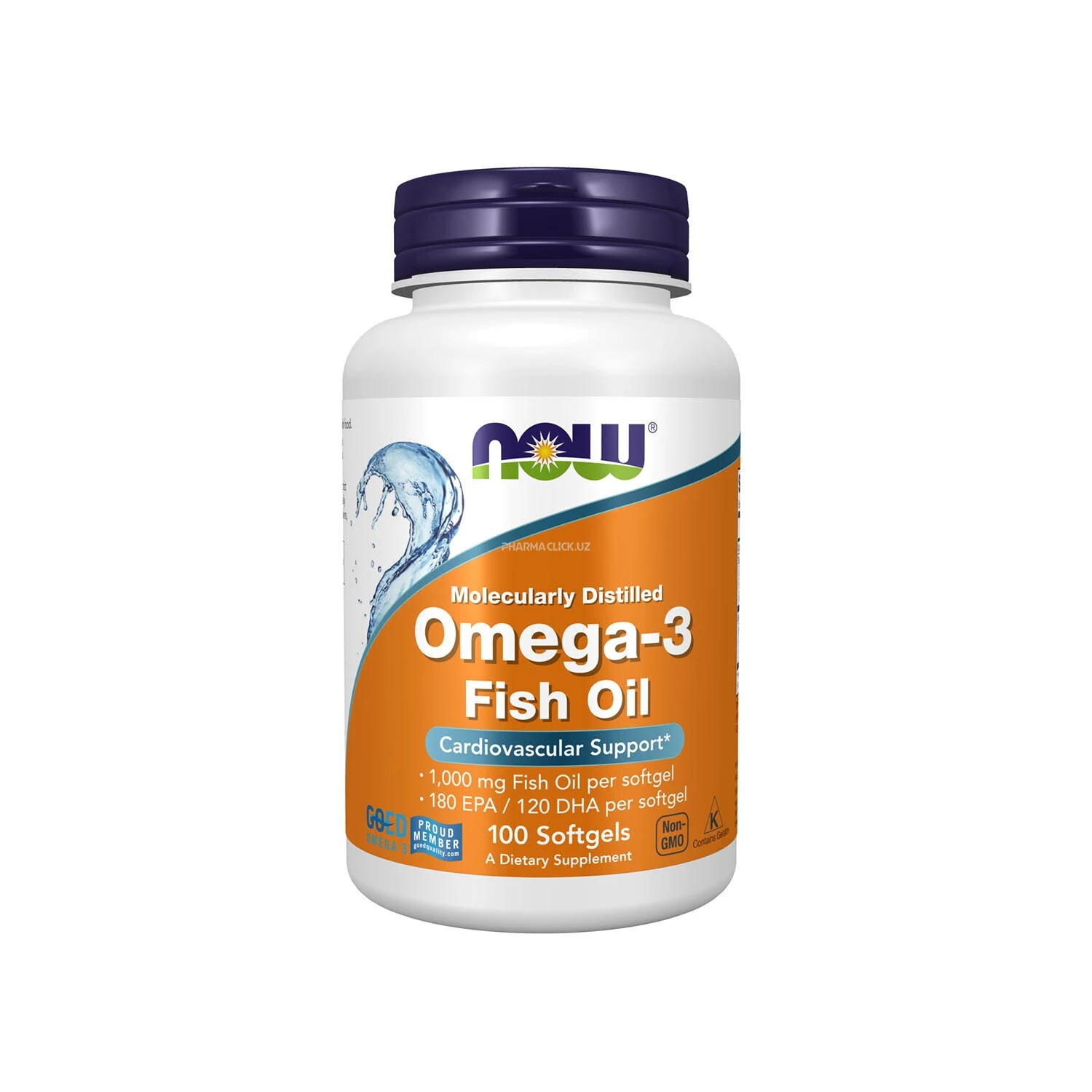 NOW Foods Omega-3 baliq moyi 1000 XB, 100 ta kapsula
