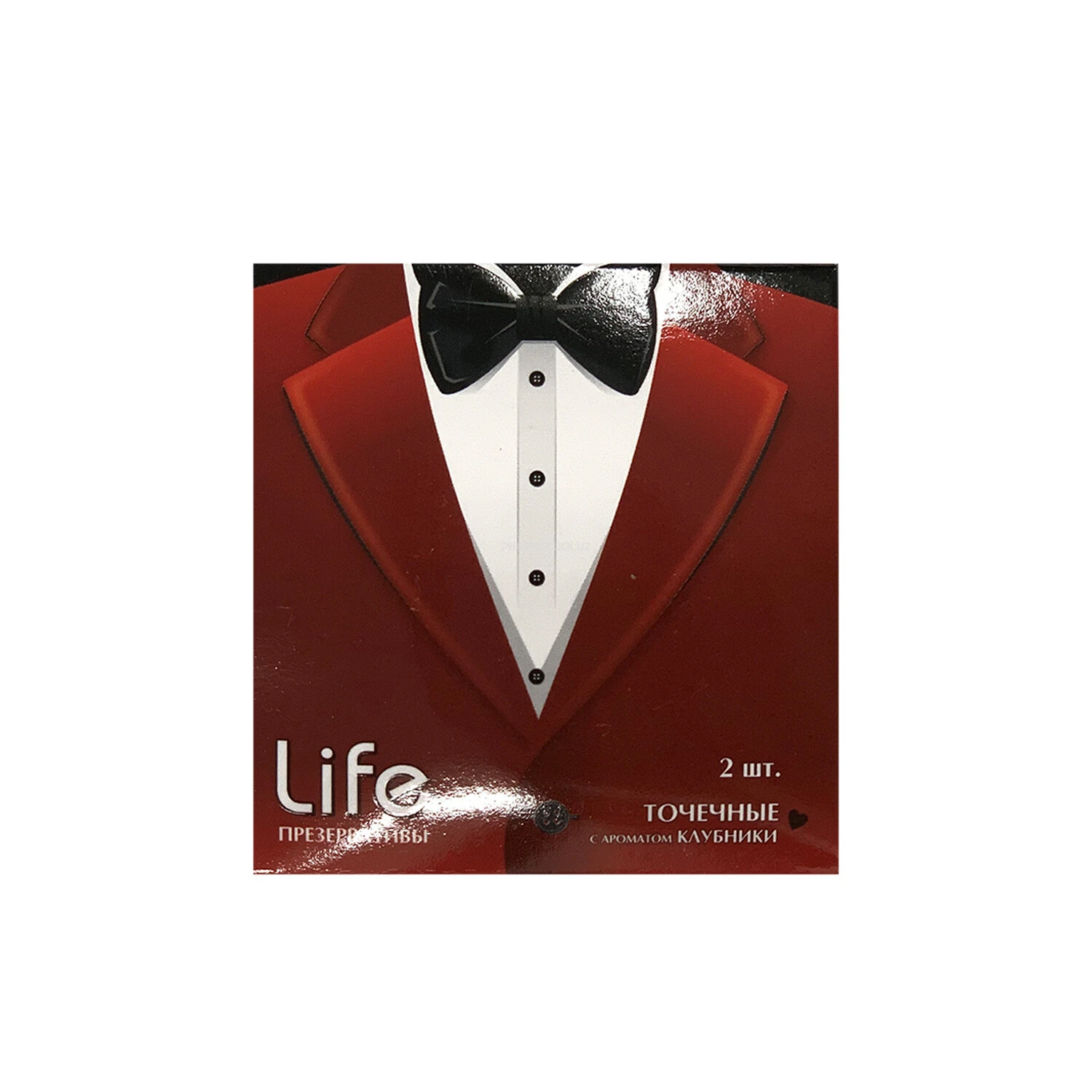 Натуральные резиновые латексные презервативы Life №2 точечные с ароматом клубники