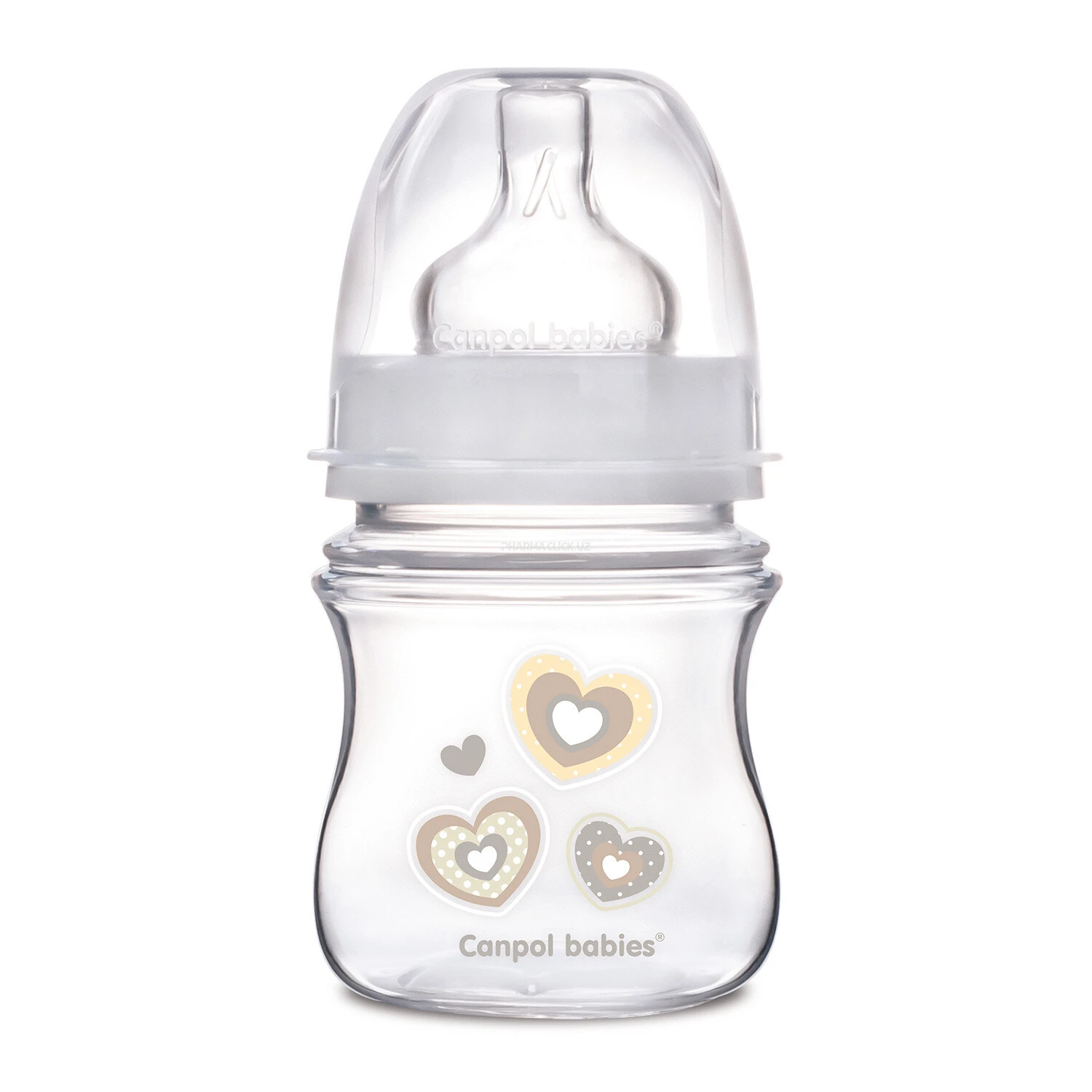 Антиколиковая бутылочка с широким горлышком Easy Start-Newborn baby Бежевые сердечки 120мл
