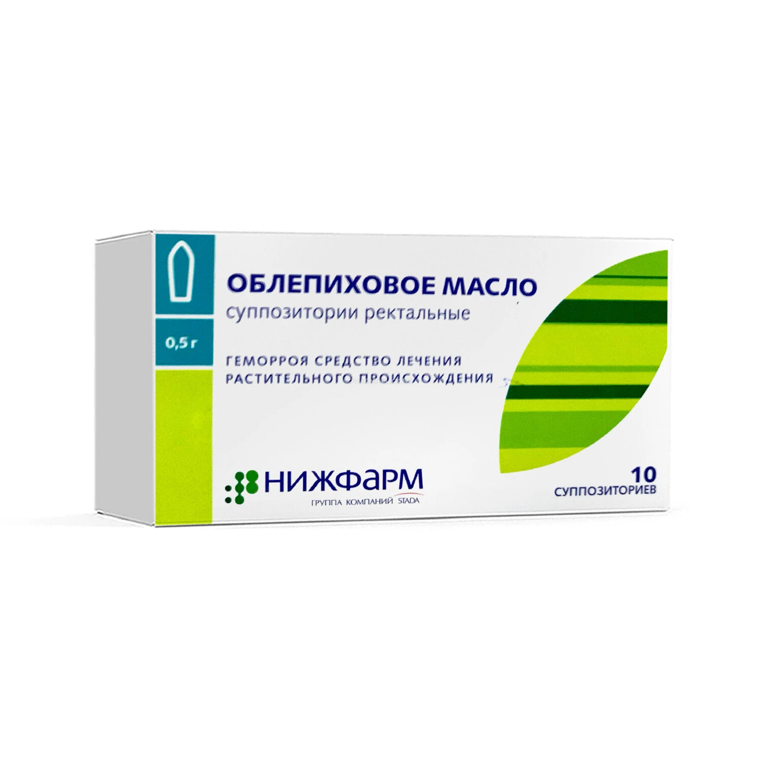 Облепиховое масло супп. рект.500мг №10 (упк.кон.яч.) (Нижфарм)