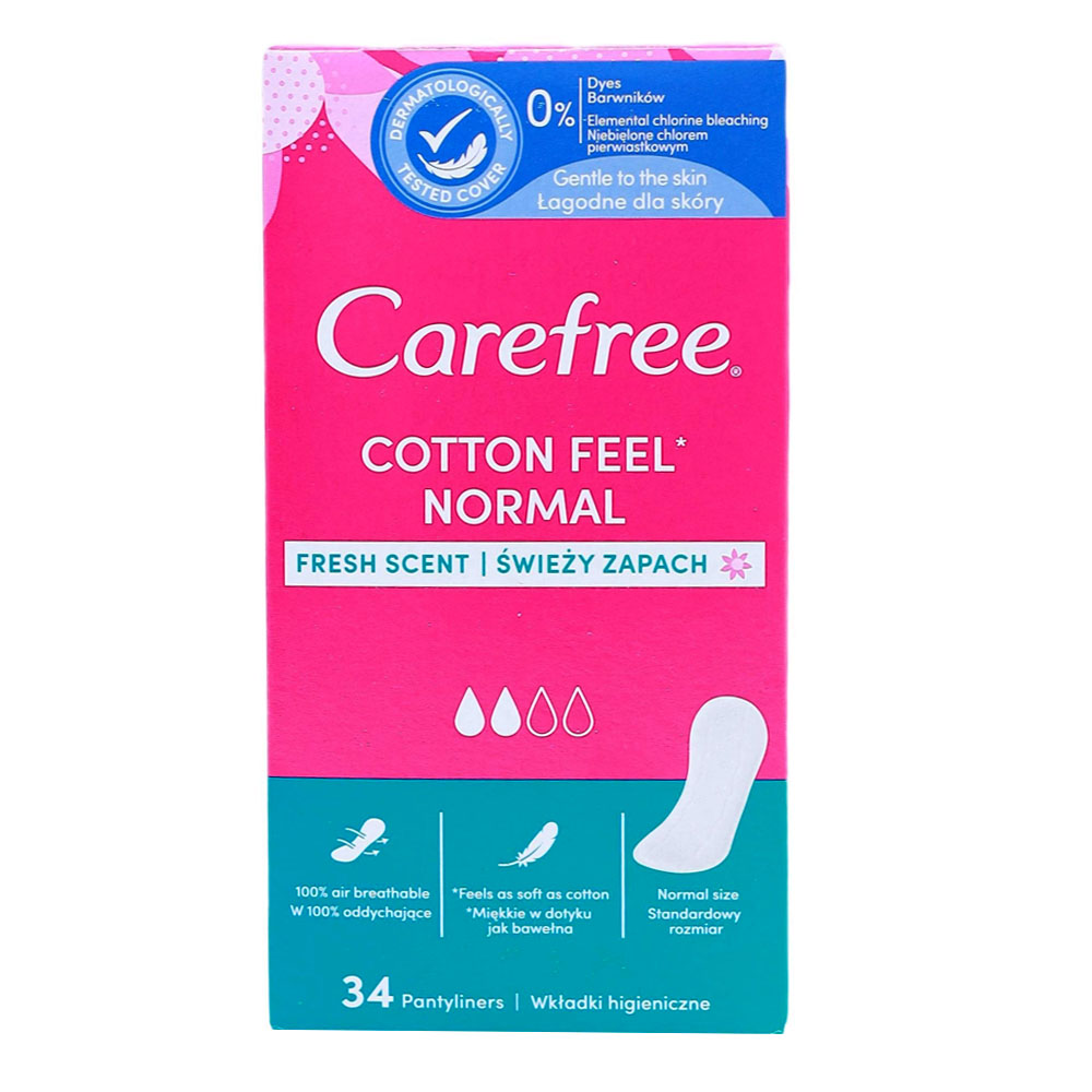 Carefree® Cotton Fresh салфетки воздухопроницаемые ароматизированные 34 шт (TR) - 1