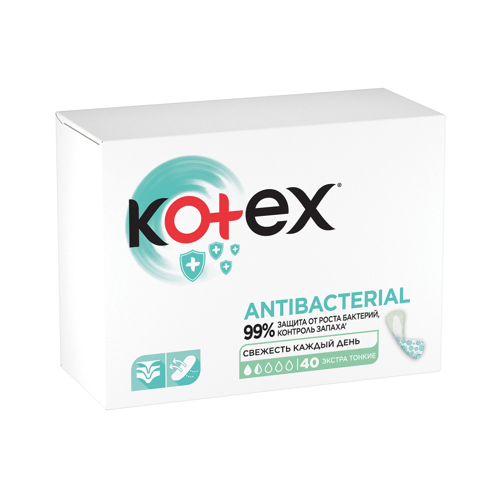 Ежедневные прокладки Antibacterial Extra Thin Kotex 20 шт