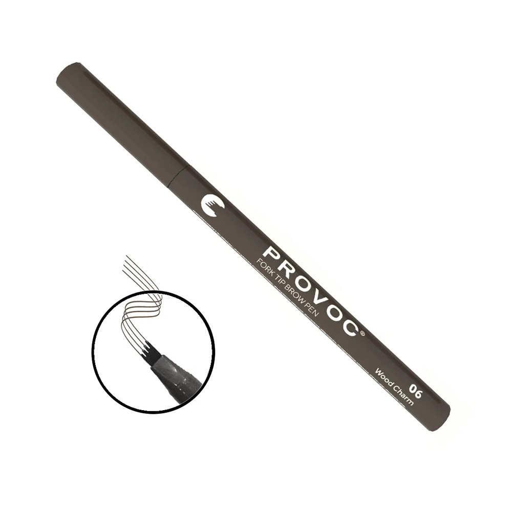 Ультратонкий карандаш для бровей Provoc Fork Tip Eyebrow Pen, 06 Wood Charm