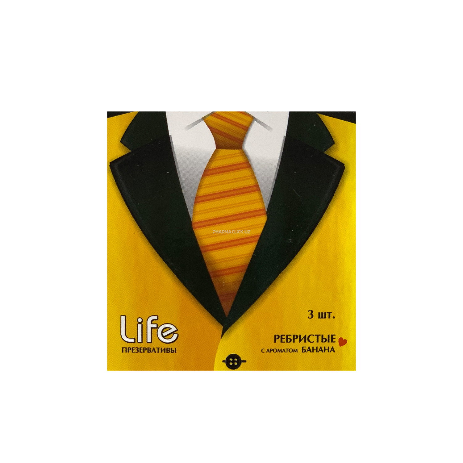 Натуральные резиновые латексные презервативы Life №3  ребристые с ароматом банана