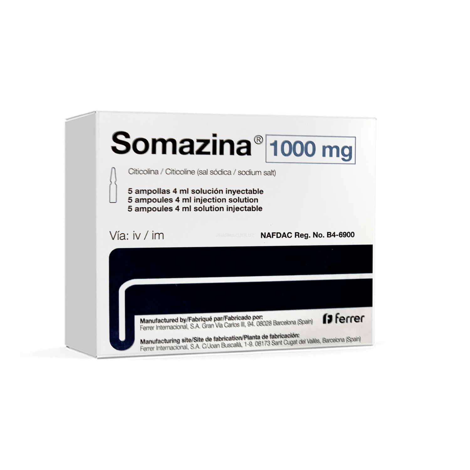 Somazina in'ektsiya uchun eritma 1000mg 4ml №5