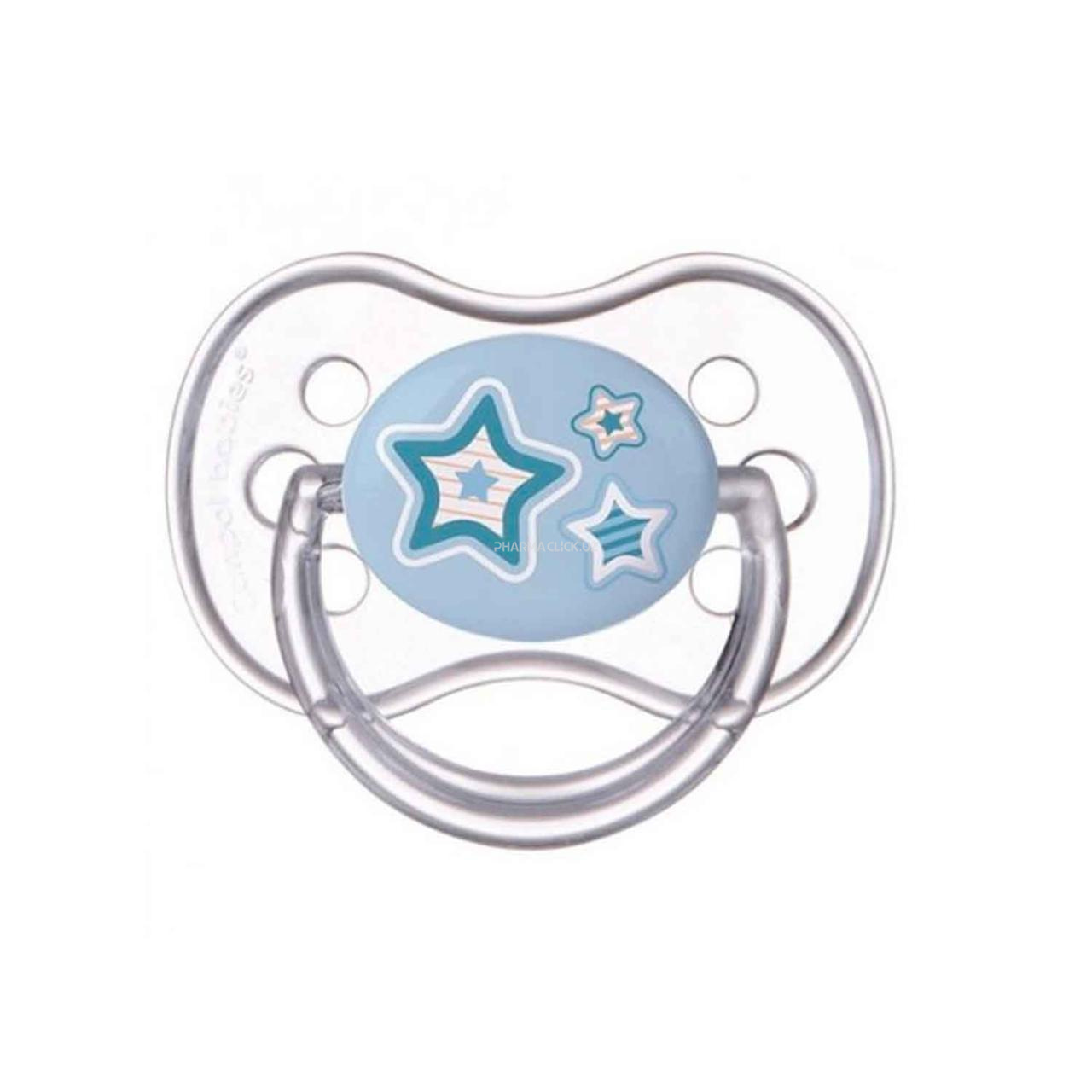 Пустышка силиконовая симметричная Newborn baby Голубые звезды (6-18м)