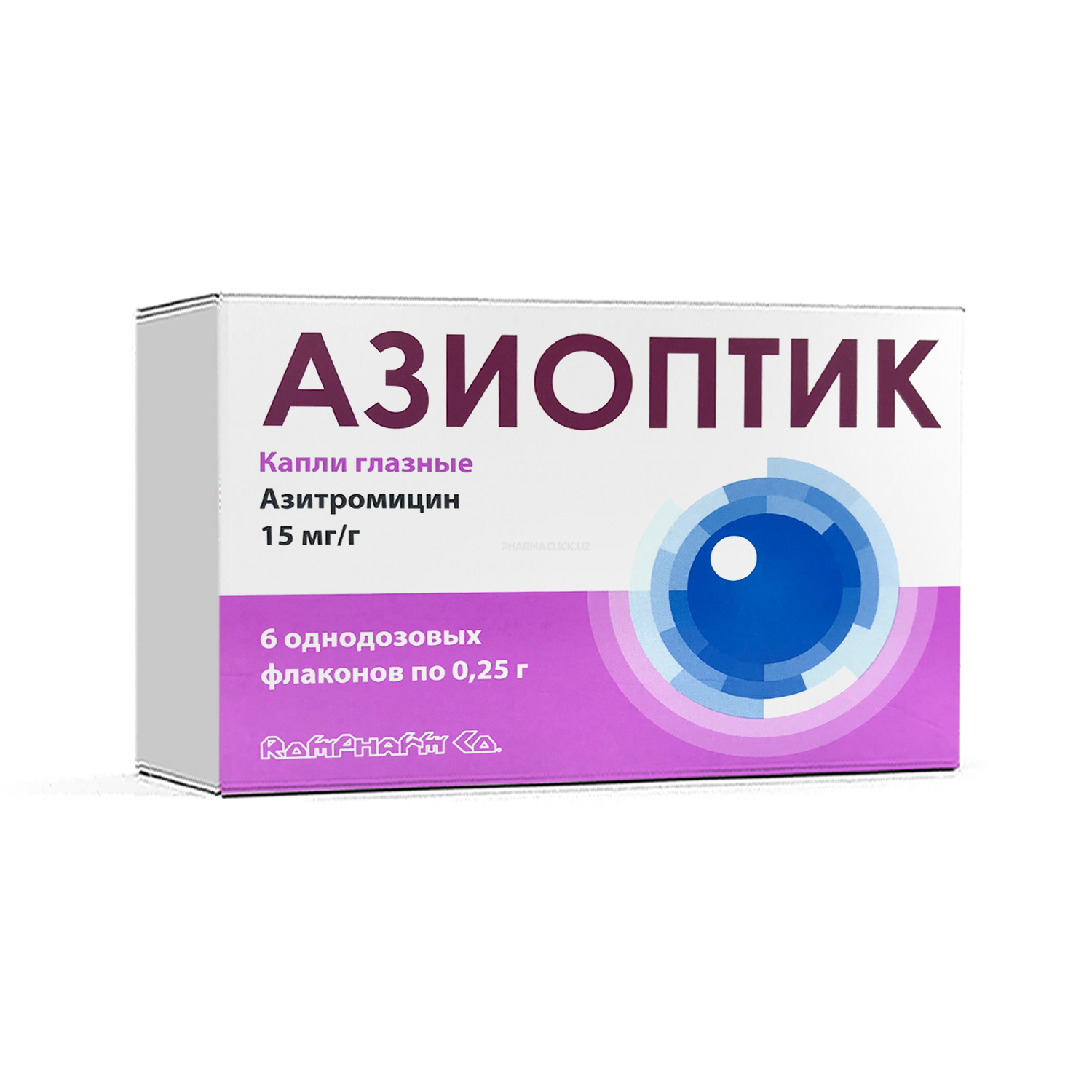 Азиоптик к-ли глазные 15 мг/г р-р 0,25г №6