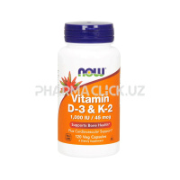 Витамины D3 и K2 NOOW Foods, 120 растительных капсул 