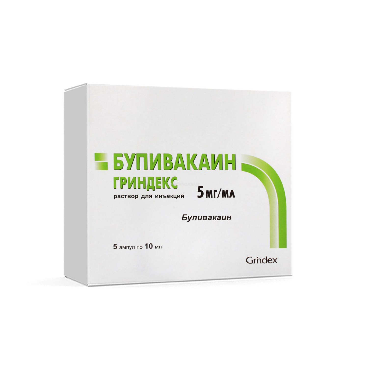 Bupivakain Grindeks in'ektsiya uchun eritma 5mg/ml 10ml №5