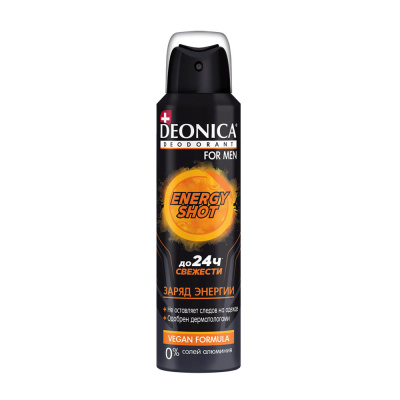 DEONICA FOR MEN Dezodorant ENERGY SHOT (Vegan Formula), 150 мл