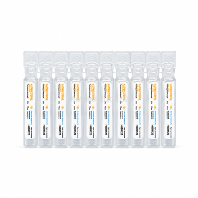 Row of Labeled Medical Ampoules