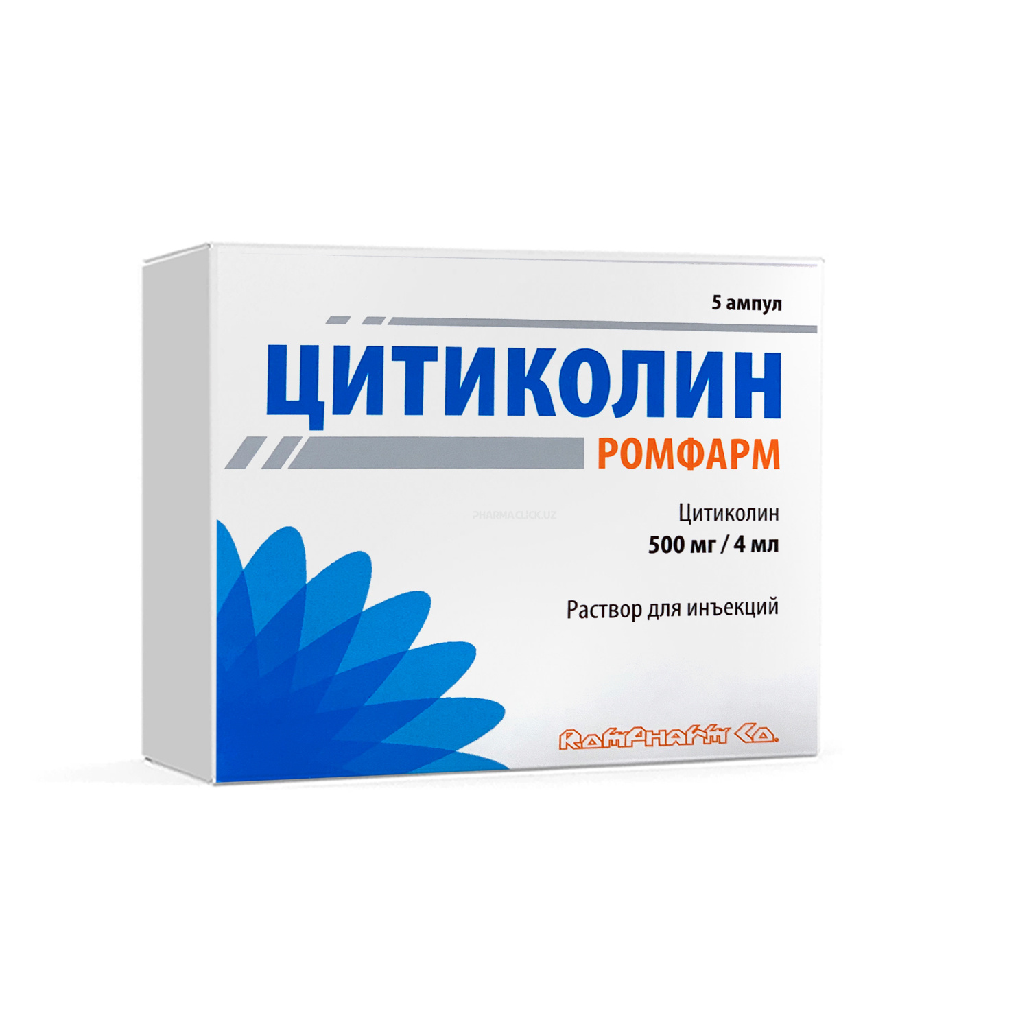 Sitikolin Romfarm in'ektsiya uchun eritma 500mg/4ml 4ml №5