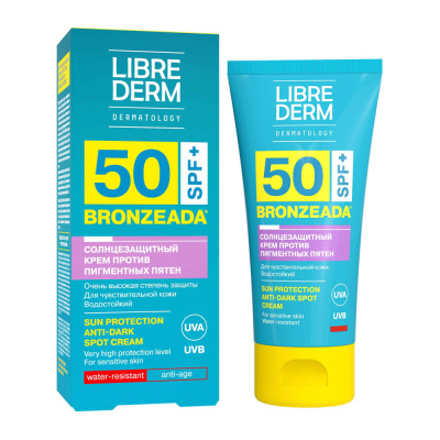 LIBREDERM BRONZEADA солнцезащитный крем против пигментных пятен SPF50, 50 мл