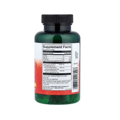 Swanson, Omega-3 baliq yog‘i D vitamini bilan, 1000 mg, limon ta’mi, 60 kapsula