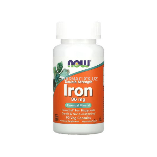 Железо двойной концентрации  36 мг NOW Foods 90 вегетарианских капсул