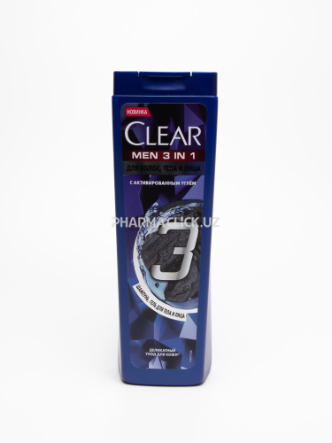 Clear Мen 3 in 1 с активированным углём