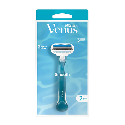 Gillette VENUS Smooth 2 ta almashinuvchi kassetaga ega ustara