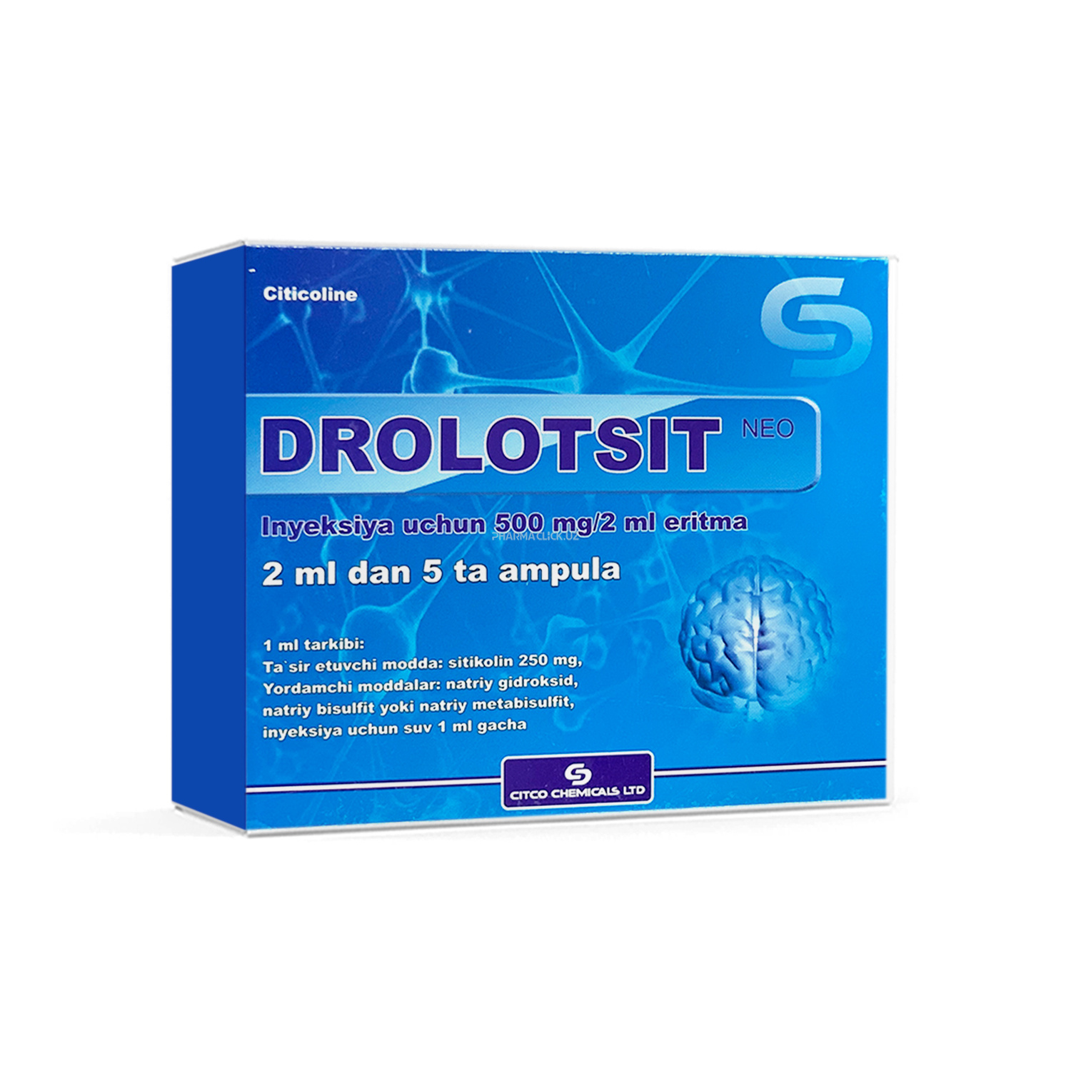 Drolotsit NEO in'ektsiya uchun eritma 500mg/2ml по 2ml №5