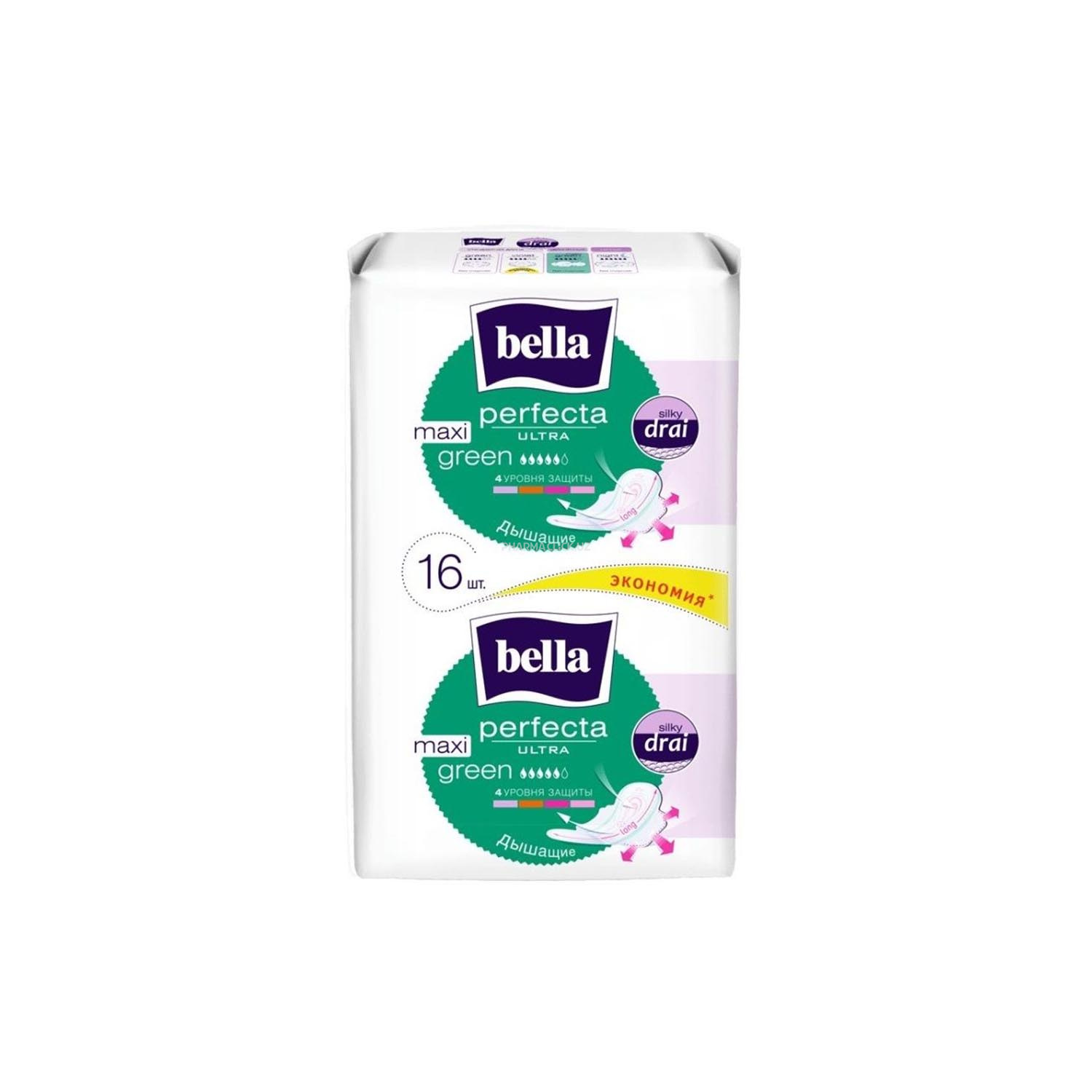 Супертонкие ж/ гиг. впитывающие прокладки марки "bella" Perfecta Ultra: Maxi Green по 16 шт в п/ уп
